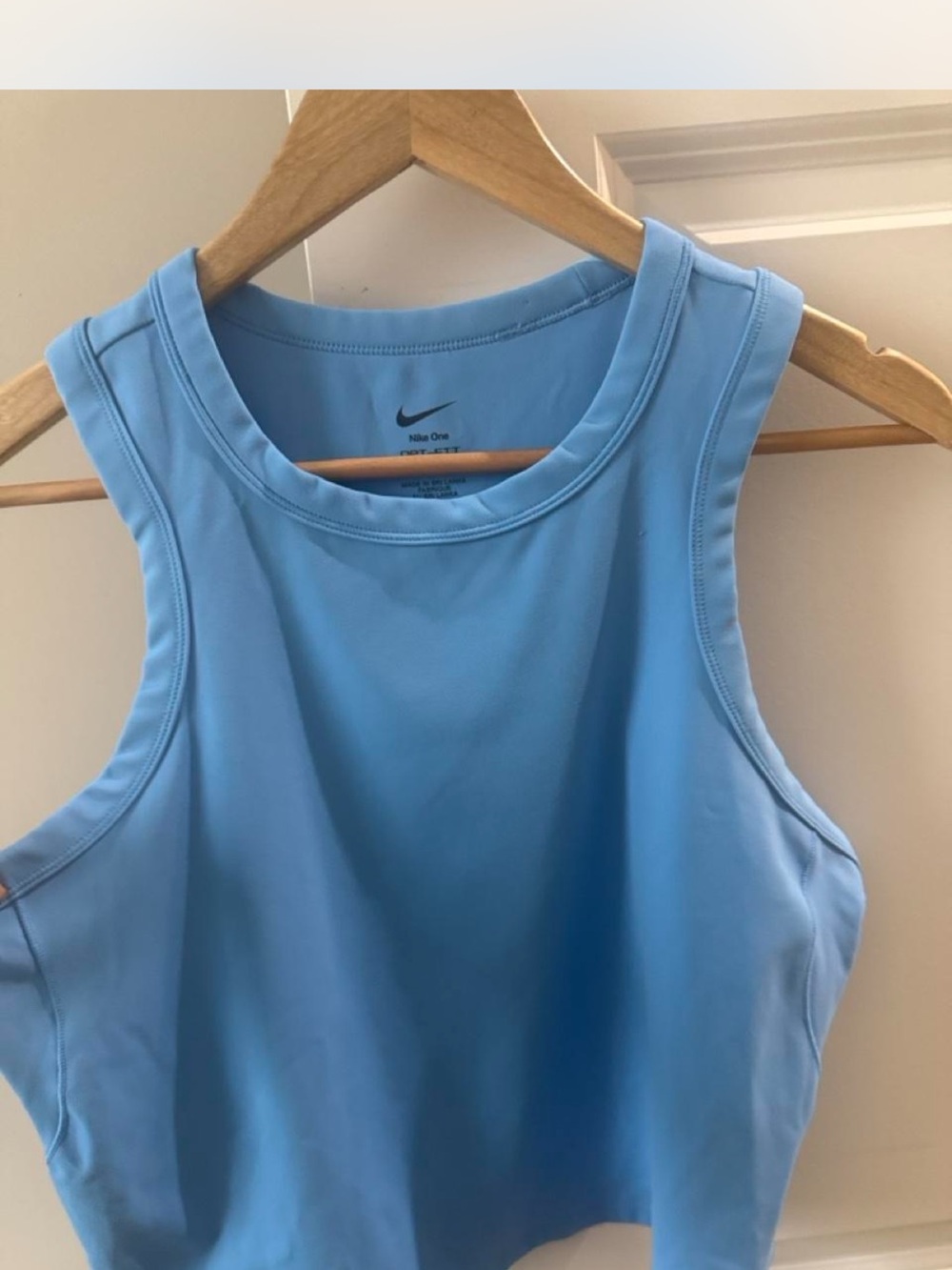 Nike Women's one dri fit crop Sky Blue Performance Tank Top size XL